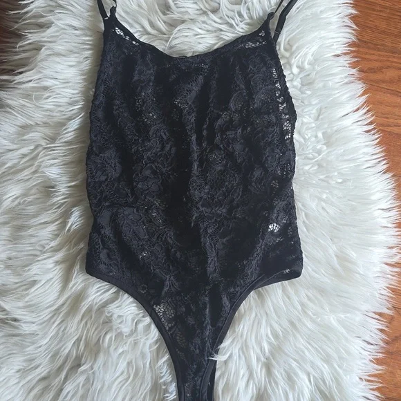 Naked Wardrobe Black Lace Bodysuit - Picture 2 of 5